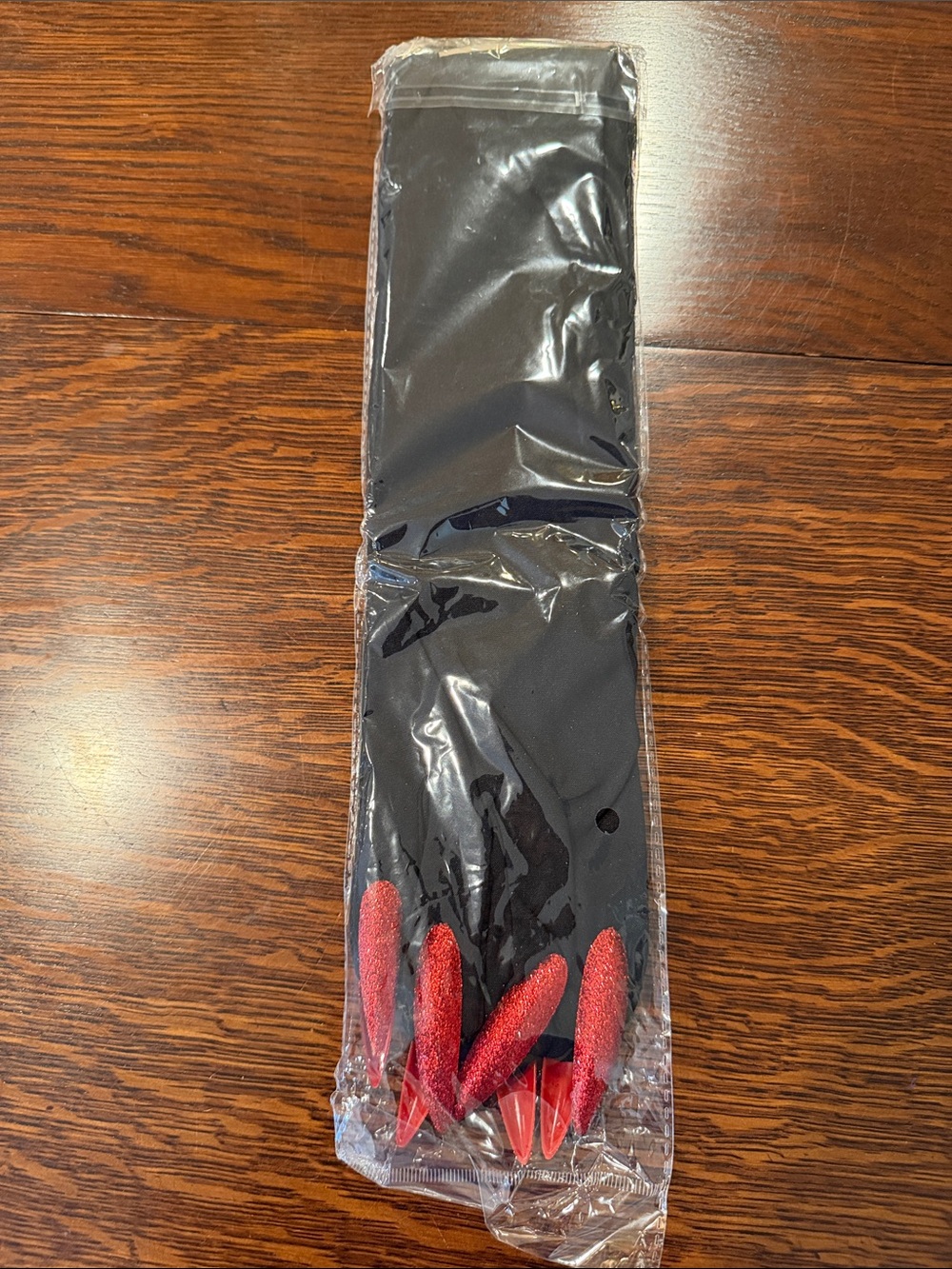 Black costume Gloves with Red Fingertips nwt